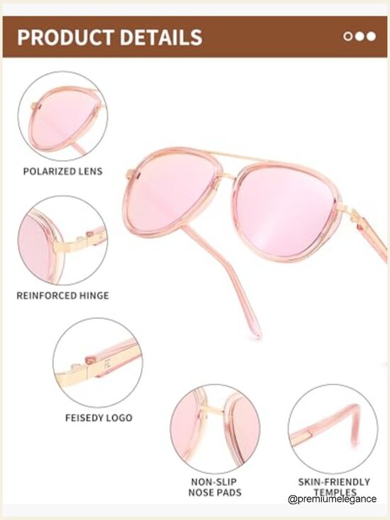 Retro Polarized Aviator Sunglasses for Women Men Square UV400 Protection main image 6